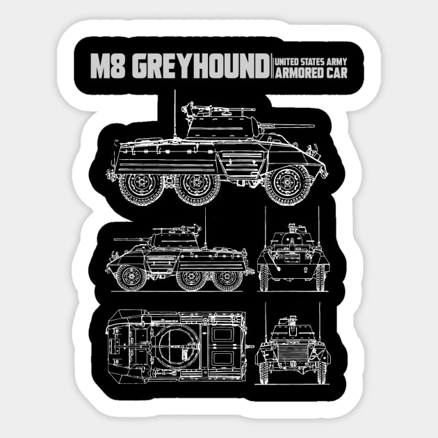 M8 GREYHOUND ARMORED CAR Sticker by theanomalius_merch